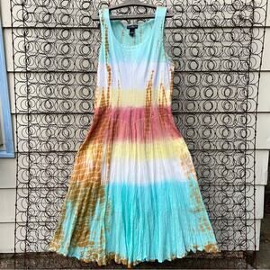Pyramid Collection Tie Dye Sleeveless Maxi Dress Size XL Boho Gypsy